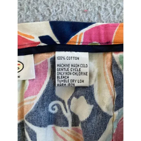 Talbots Knee Length Skirt 22W Corduroy Floral Pleated Wrap Retro Blue Orange 22 - Picture 8 of 12